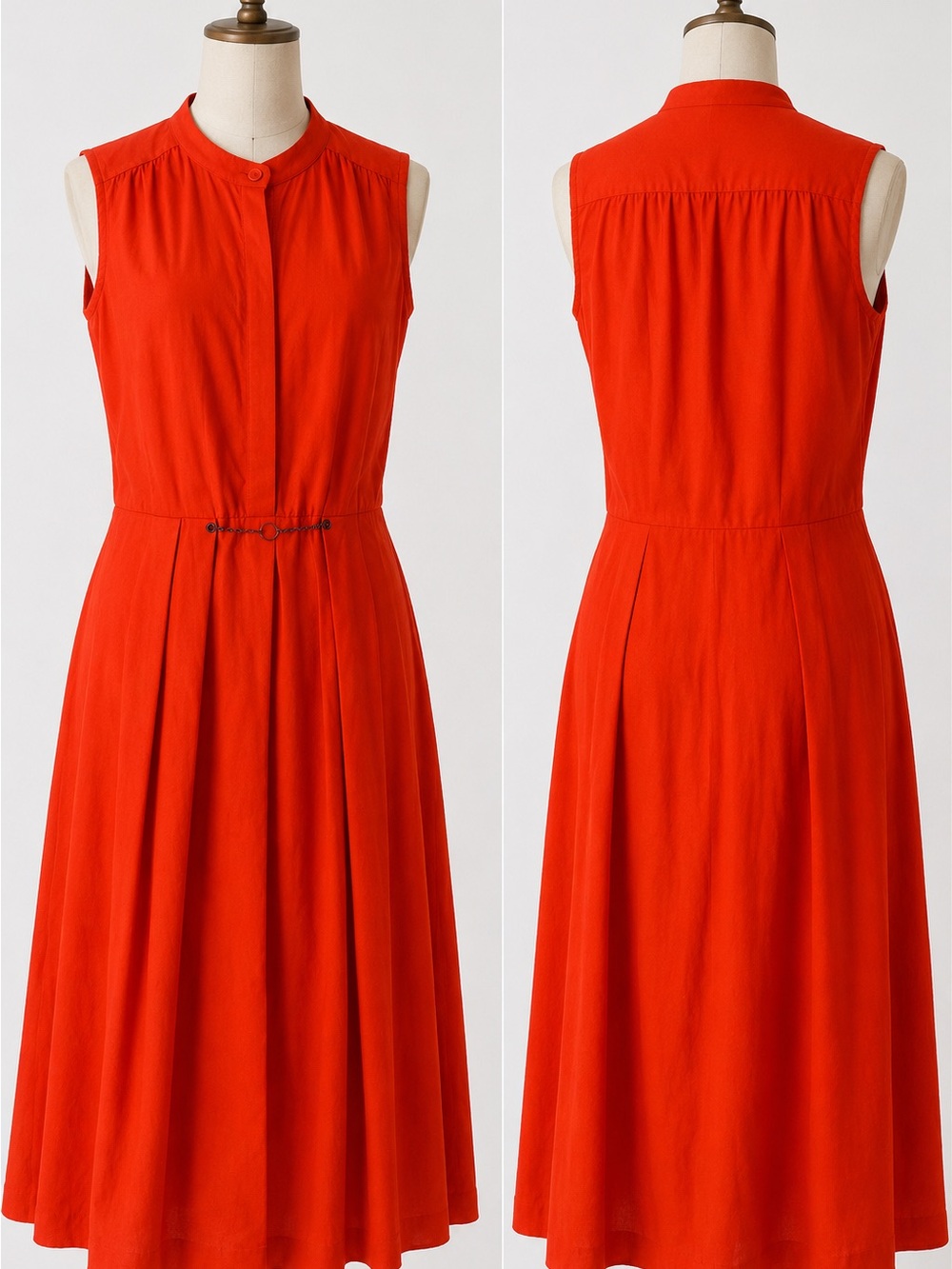 Anne Willi Paris Orange Cotton Chain Belt Shift Dress Sz 1